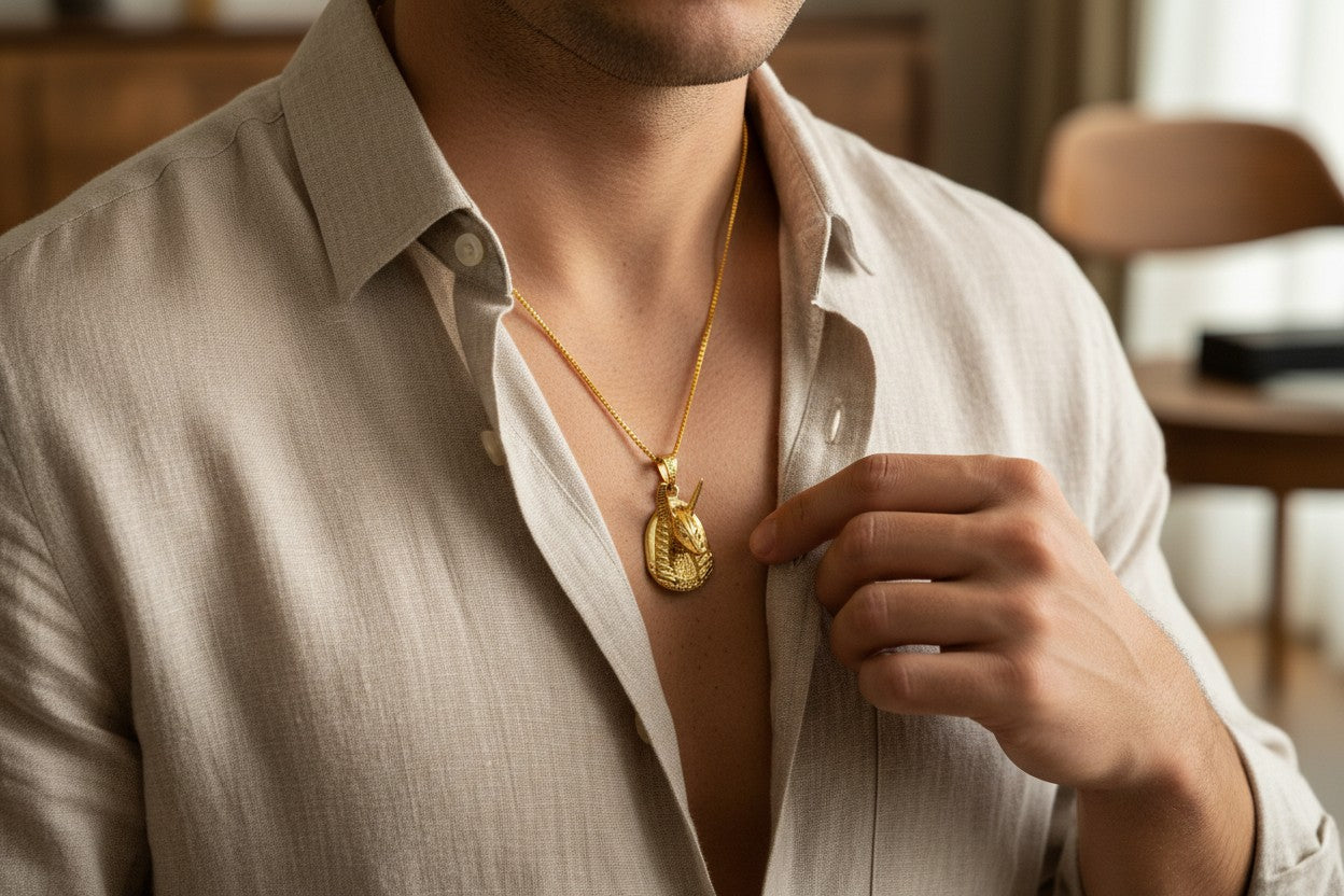Gold God Seth Necklace, Egyptian Jewelry, Ancient Egypt Pendant, Protection Amulet, Mythology Gift, Gold Talisman Necklace, Gift for Him