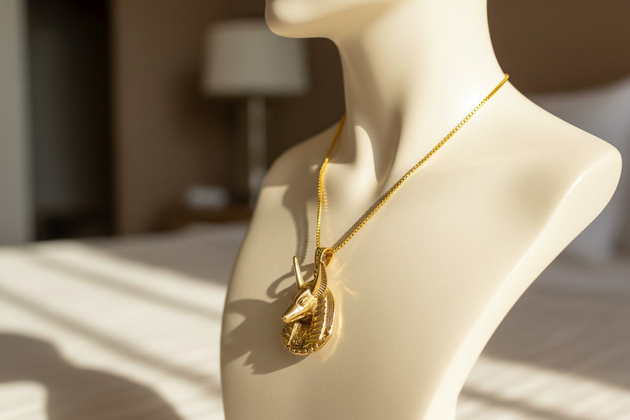 Gold God Seth Necklace, Egyptian Jewelry, Ancient Egypt Pendant, Protection Amulet, Mythology Gift, Gold Talisman Necklace, Gift for Him
