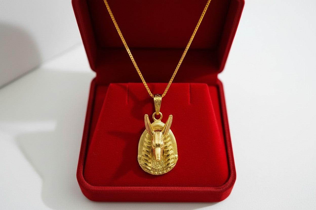 Gold God Seth Necklace, Egyptian Jewelry, Ancient Egypt Pendant, Protection Amulet, Mythology Gift, Gold Talisman Necklace, Gift for Him