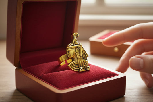 Gold Goddess Maat Ring, Egyptian Talisman, Adjustable Band