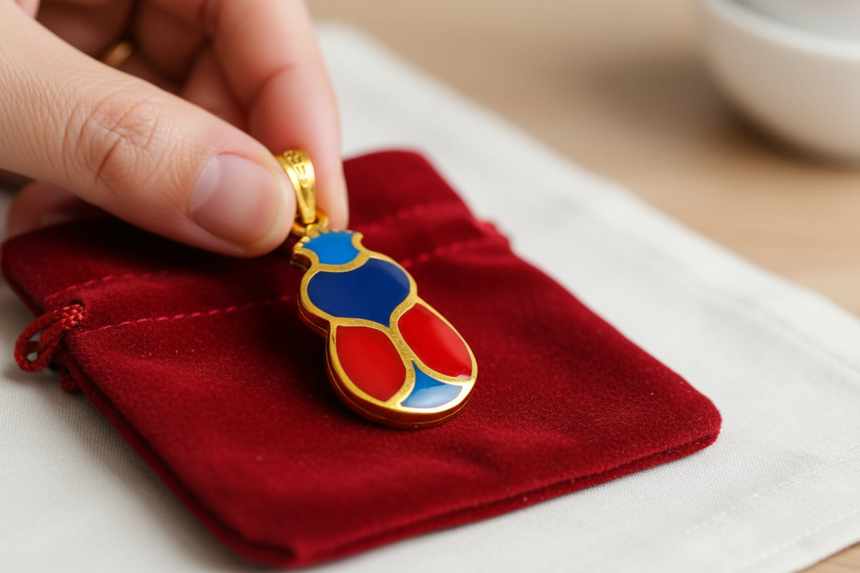 Gold Scarab Enamel Pendant Necklace, Egyptian Revival Jewelry Gift