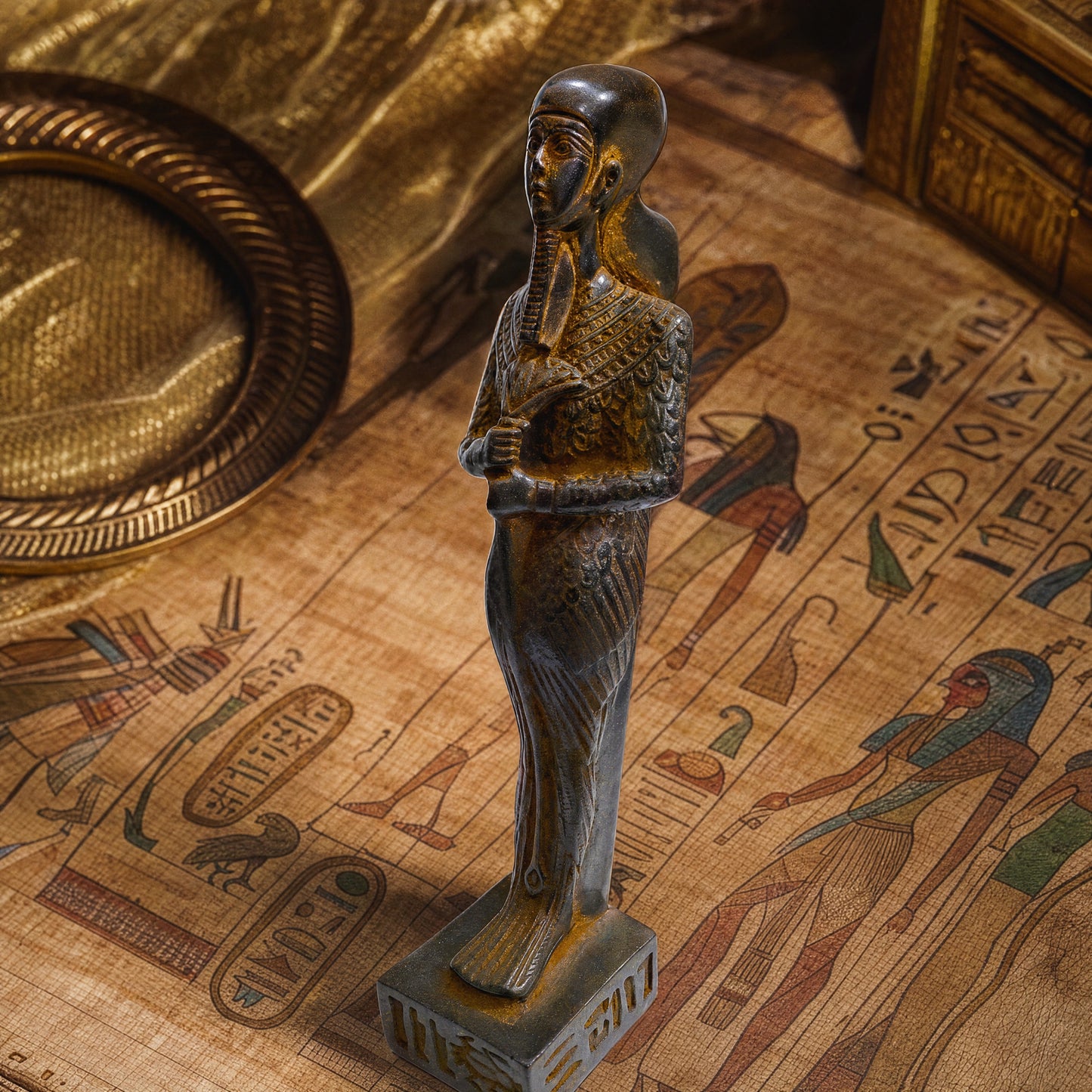 Handmade Basalt God Ptah Statue, Ancient Egyptian Sculpture, Ptah Figurine, Egyptian God Decor, Museum Replica, Mythology Gift, Altar Art