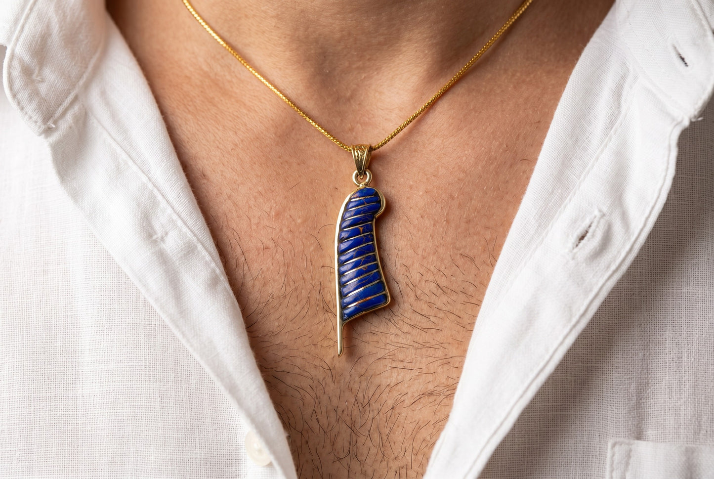Gold Lapis Lazuli Maat Feather Necklace, Egyptian Goddess Jewelry, Ancient Egypt Pendant, Blue Stone Amulet, Gift for Her
