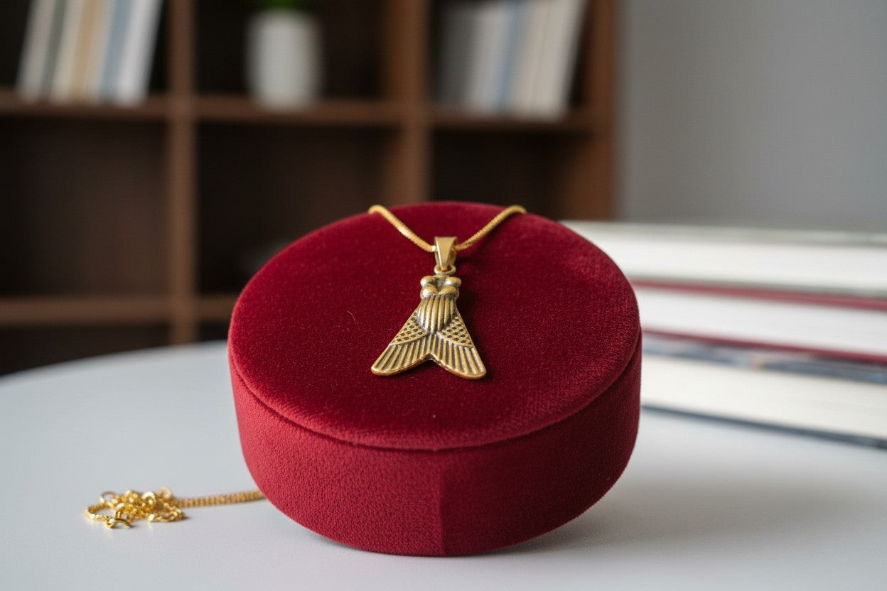 Gold Fly of Valor Pendant, Ancient Egyptian Warrior Amulet, Military Honor Symbol Necklace, Pharaoh Jewelry, Spiritual Protection Talisman, Gift for Him