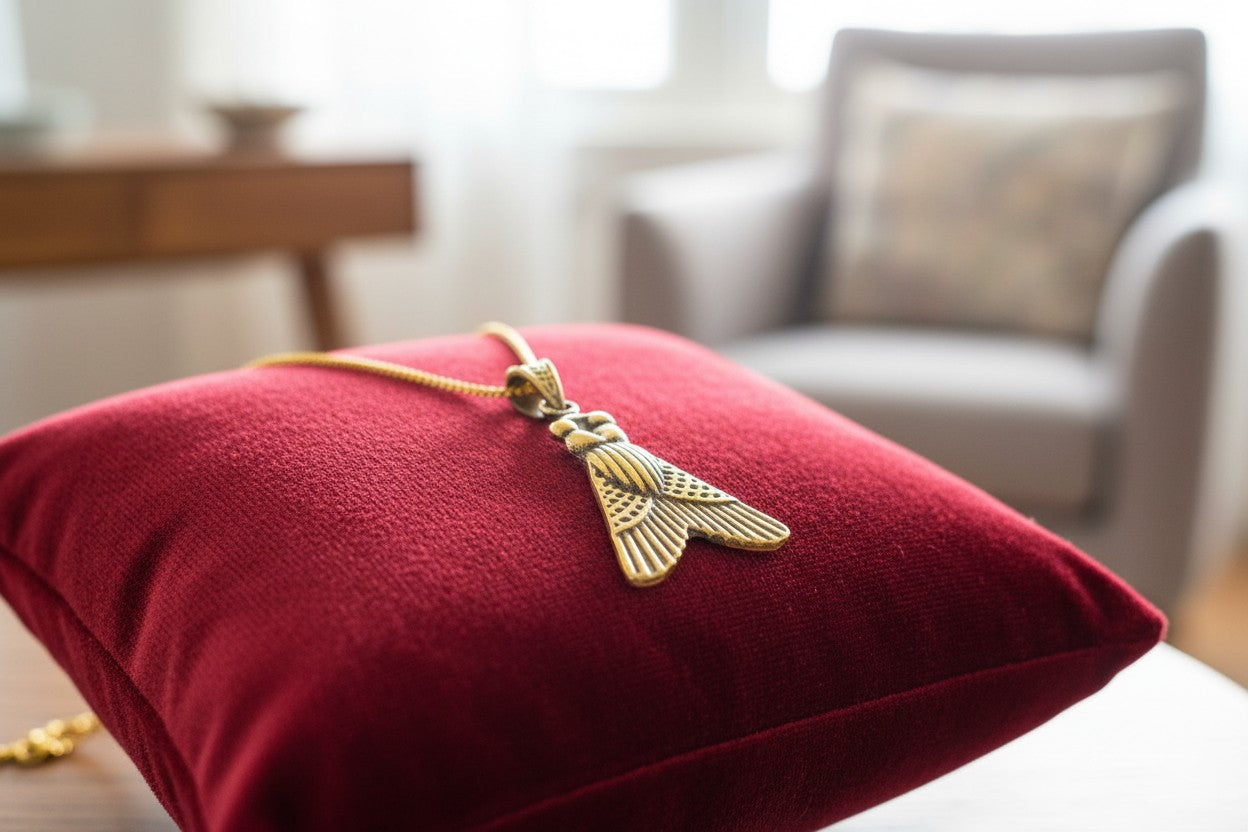Gold Fly of Valor Pendant, Ancient Egyptian Warrior Amulet, Military Honor Symbol Necklace, Pharaoh Jewelry, Spiritual Protection Talisman, Gift for Him