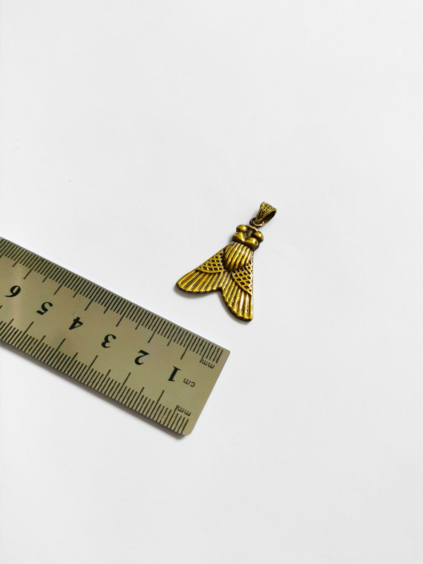 Gold Fly of Valor Pendant, Ancient Egyptian Warrior Amulet, Military Honor Symbol Necklace, Pharaoh Jewelry, Spiritual Protection Talisman, Gift for Him