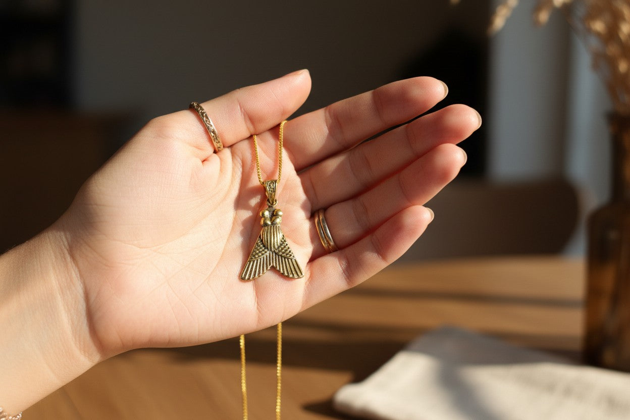 Gold Fly of Valor Pendant, Ancient Egyptian Warrior Amulet, Military Honor Symbol Necklace, Pharaoh Jewelry, Spiritual Protection Talisman, Gift for Him