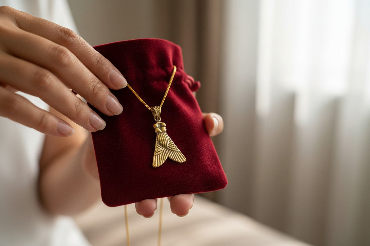 Gold Fly of Valor Pendant, Ancient Egyptian Warrior Amulet, Military Honor Symbol Necklace, Pharaoh Jewelry, Spiritual Protection Talisman, Gift for Him