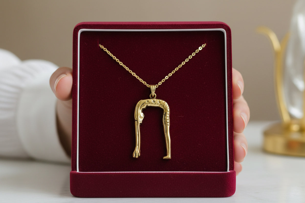 Gold Goddess Nut Necklace, Egyptian Talisman Pendant