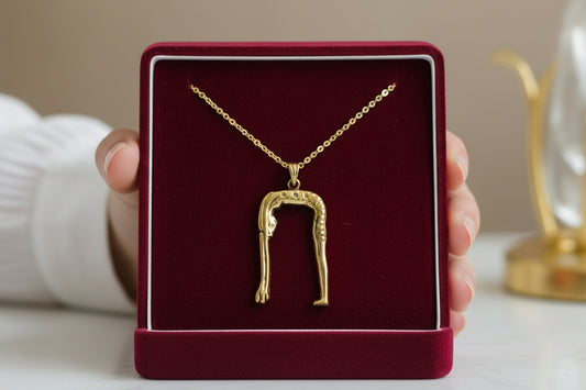 Gold Goddess Nut Necklace, Egyptian Talisman Pendant