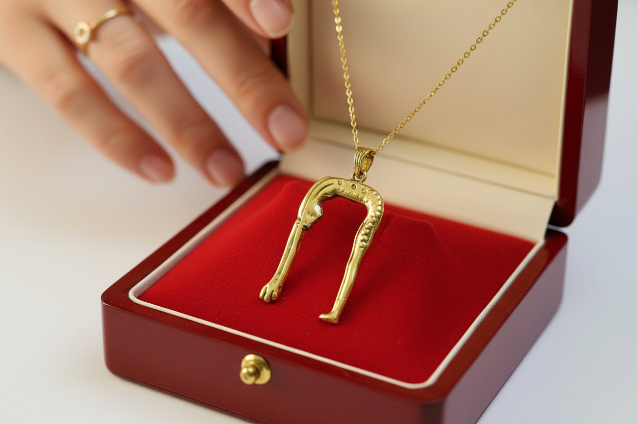 Gold Goddess Nut Necklace, Egyptian Talisman Pendant