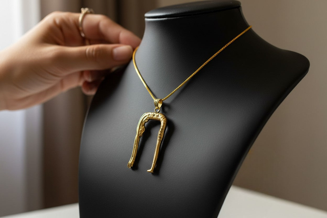 Gold Goddess Nut Necklace, Egyptian Talisman Pendant