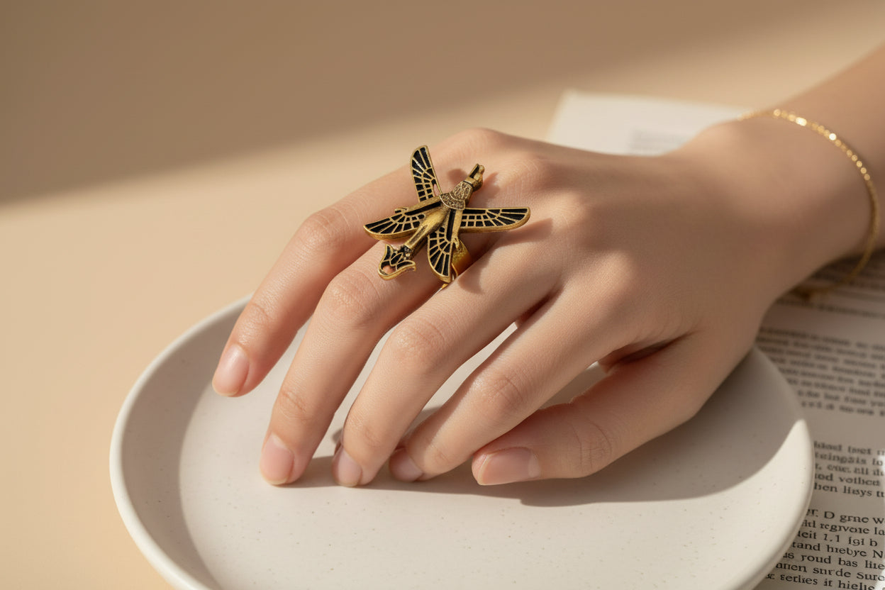 Gold Goddess Isis Ring, Egyptian Jewelry, Revival Jewelry, Adjustable Talisman Ring, Divine Minimalist, Gift for Men and Women