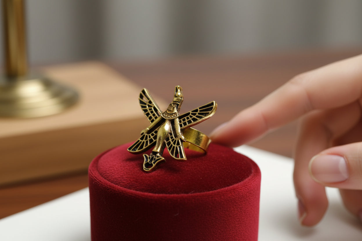 Gold Goddess Isis Ring, Egyptian Jewelry, Revival Jewelry, Adjustable Talisman Ring, Divine Minimalist, Gift for Men and Women