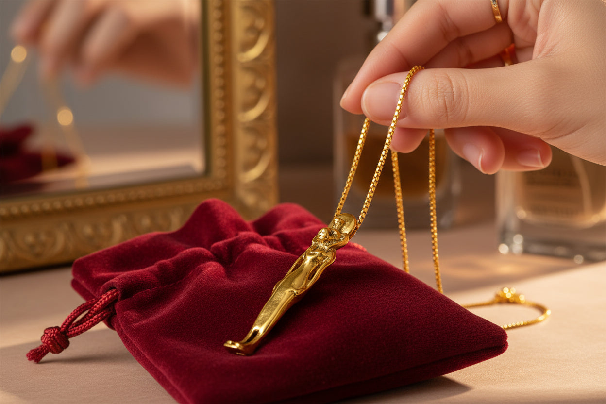 Gold Sekhmet Pendant, Egyptian Revival Necklace, Divine Talisman