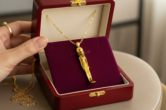 Gold Sekhmet Pendant, Egyptian Revival Necklace, Divine Talisman
