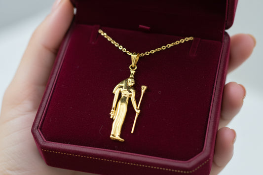 Gold Goddess Nephthys Large Pendant Necklace, Egyptian Jewelry Gifts for Men and Women