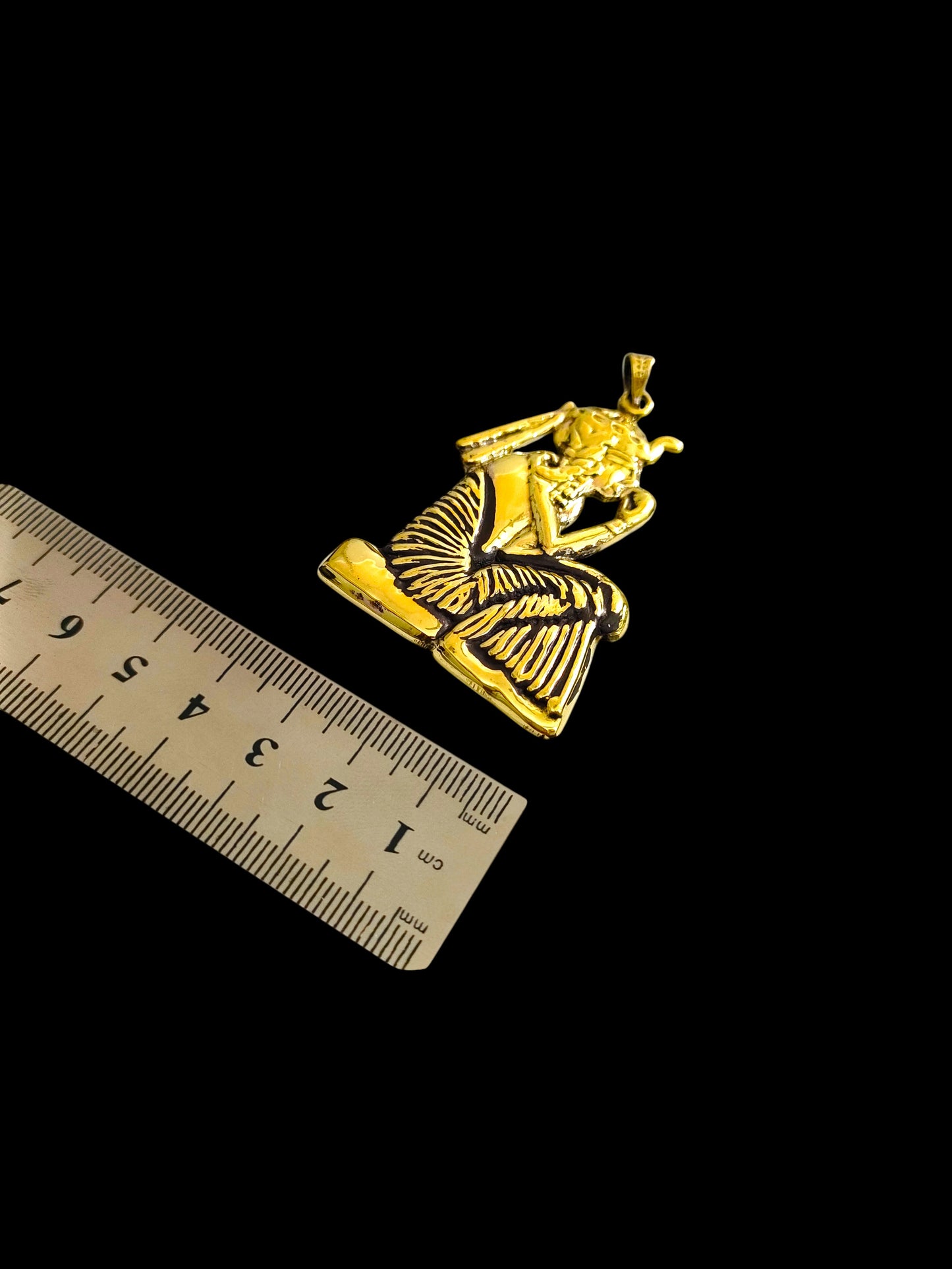 Gold King Tut Ankh Amulet Pendant, Egyptian Revival Jewelry