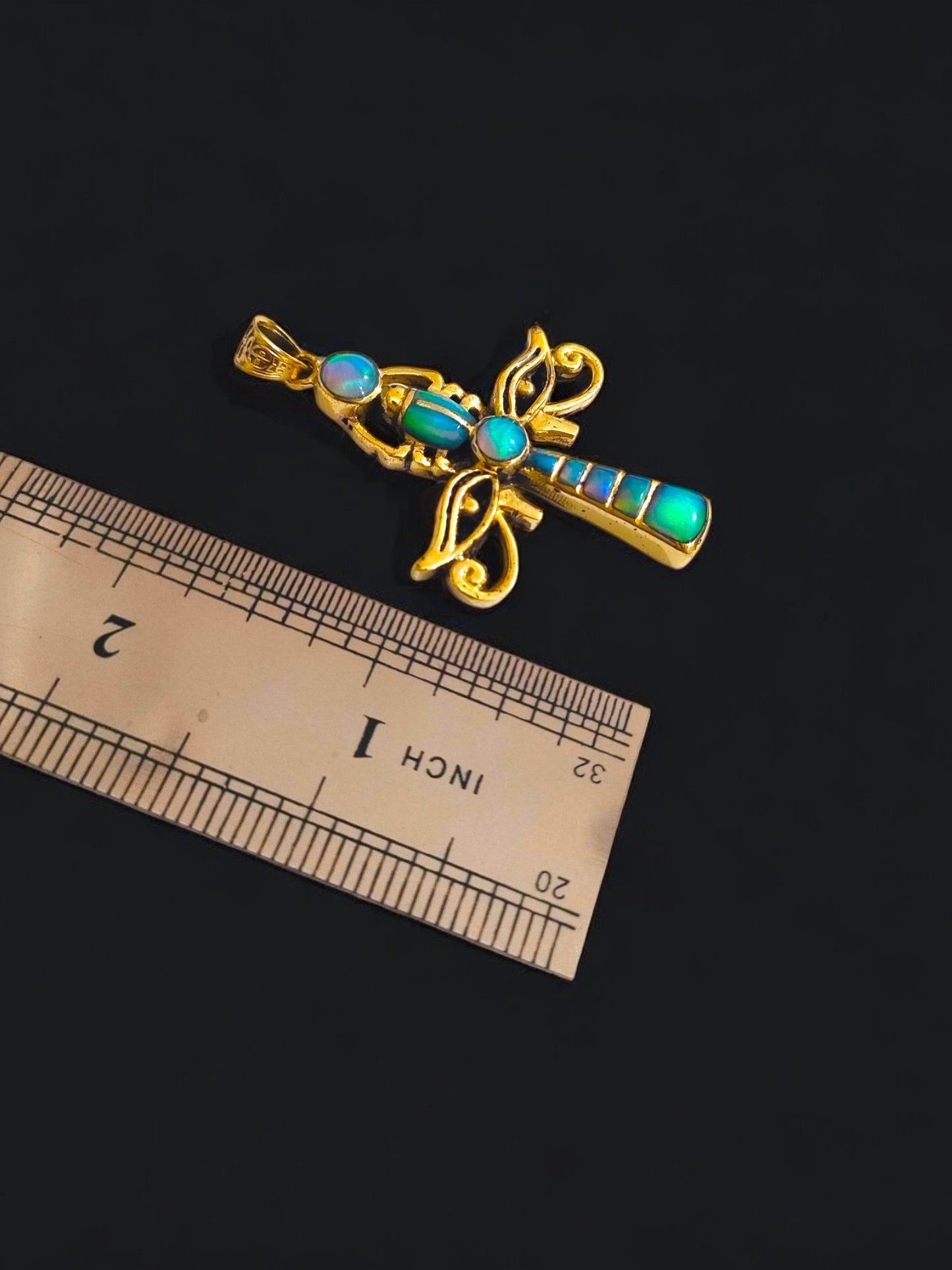 Gold Ankh Opal Pendant, Egyptian Talisman Necklace