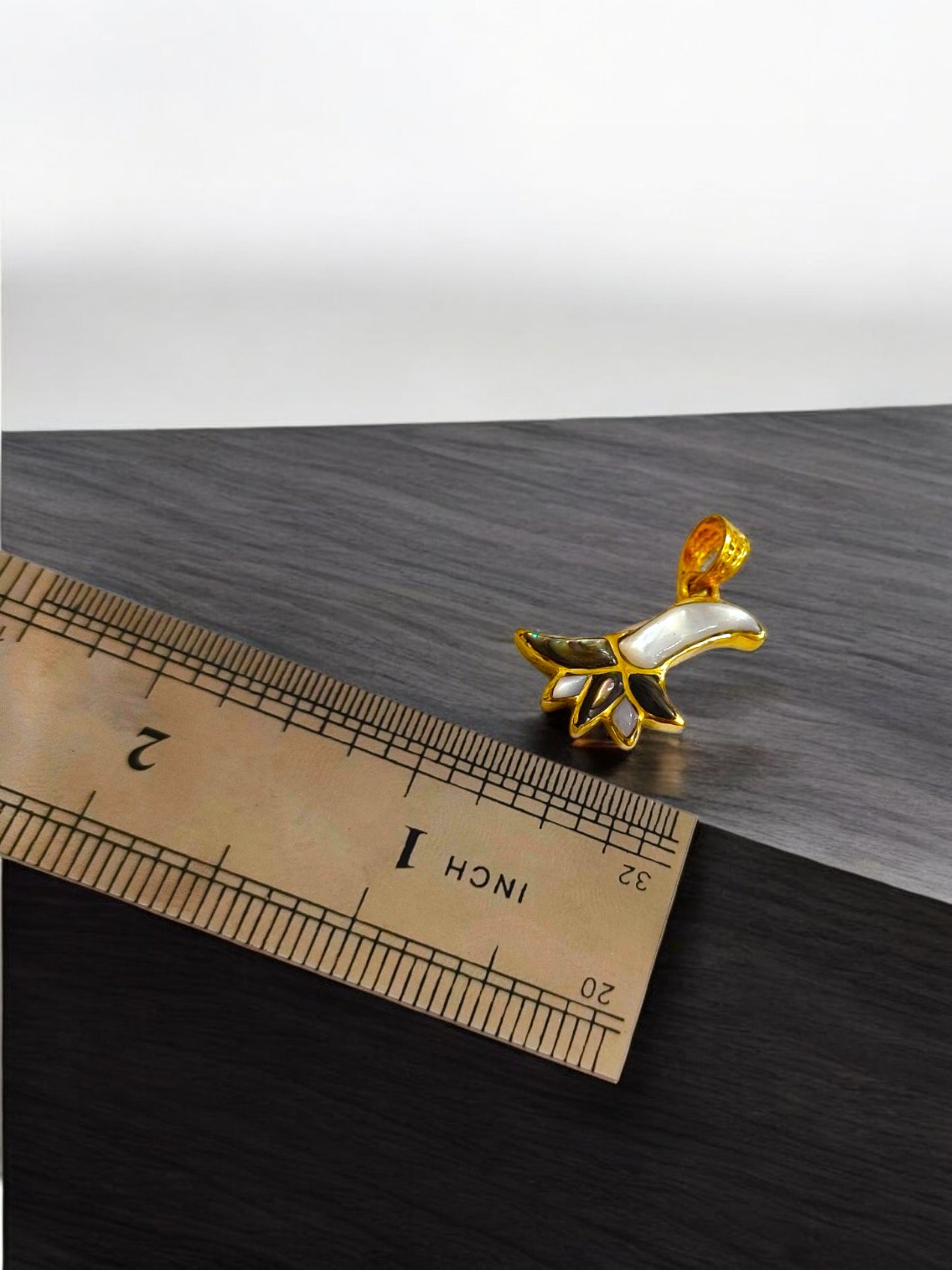 Gold Lotus Flower Abalone Necklace, Egyptian Talisman Pendant