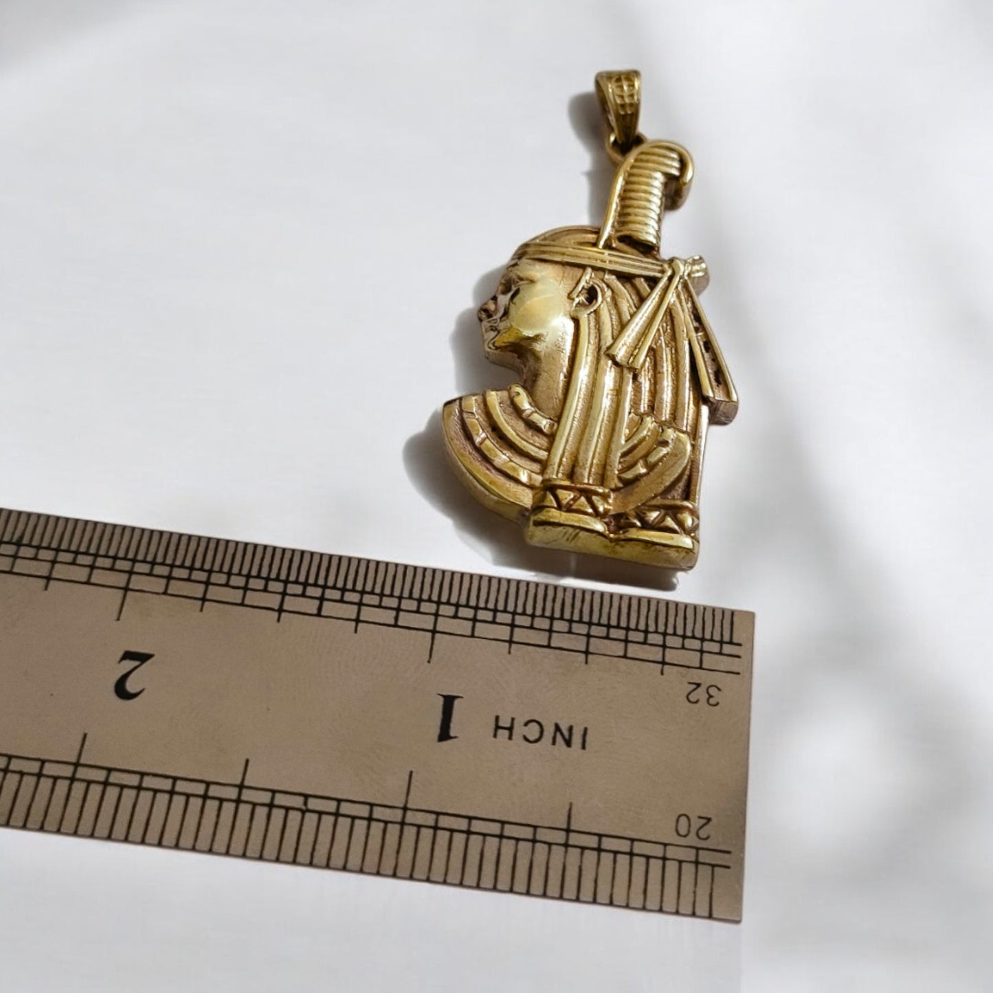 Gold Goddess Maat Pendant Necklace, Egyptian Revival Talisman