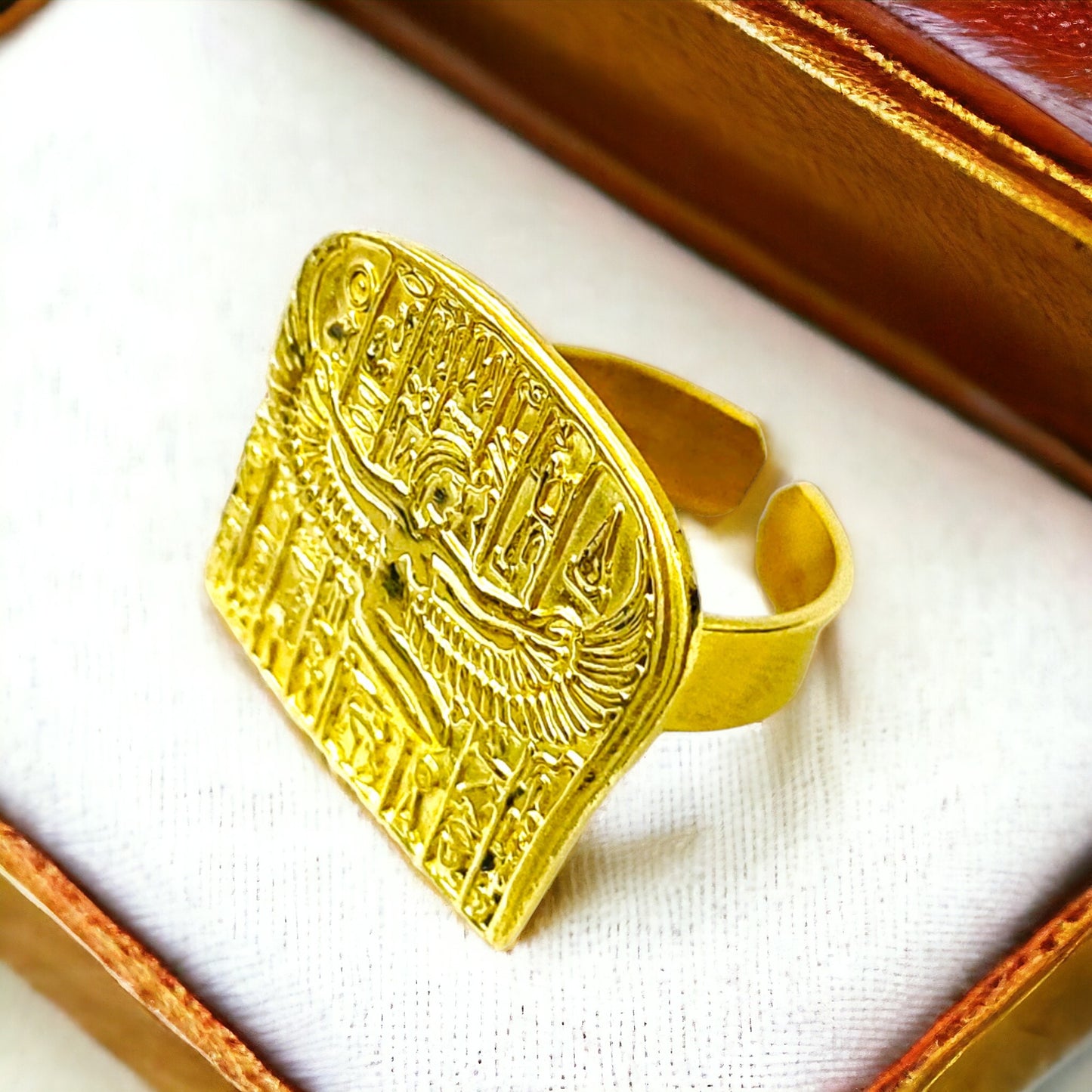 Gold Goddess Isis Ring, Egyptian Jewelry, Revival Jewelry, Adjustable Talisman Ring, Divine Minimalist, Gift for Men and Women