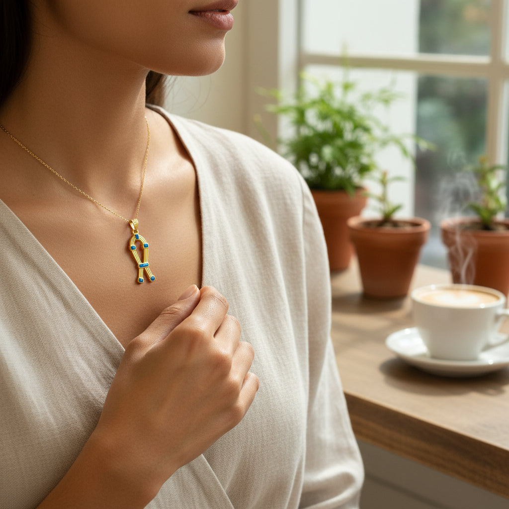 Opal Gold SAA Amulet Necklace, Egyptian Protection Pendant