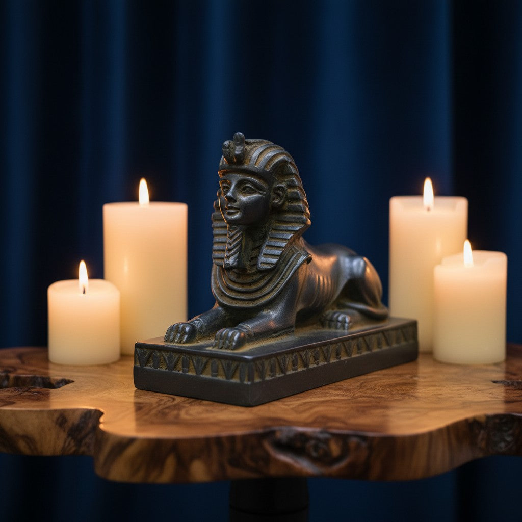 Handmade Sphinx Statue, Egyptian Mythology Sculpture, Ancient Egypt Decor, Pharaoh Guardian Figurine, Museum Replica, Spiritual Gift, Home Altar Art