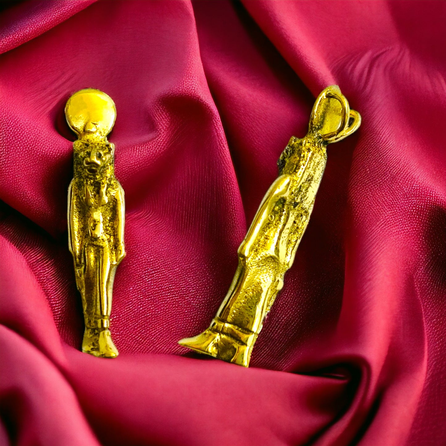Gold Sekhmet Pendant, Egyptian Revival Necklace, Divine Talisman
