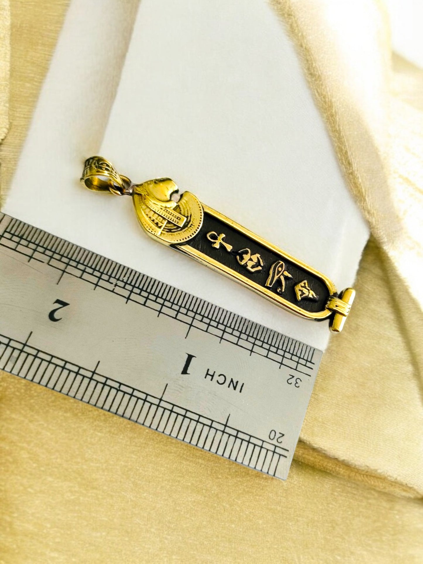 Gold Goddess Sekhmet Cartouche Necklace, Egyptian Jewelry, Gift For men and Women
