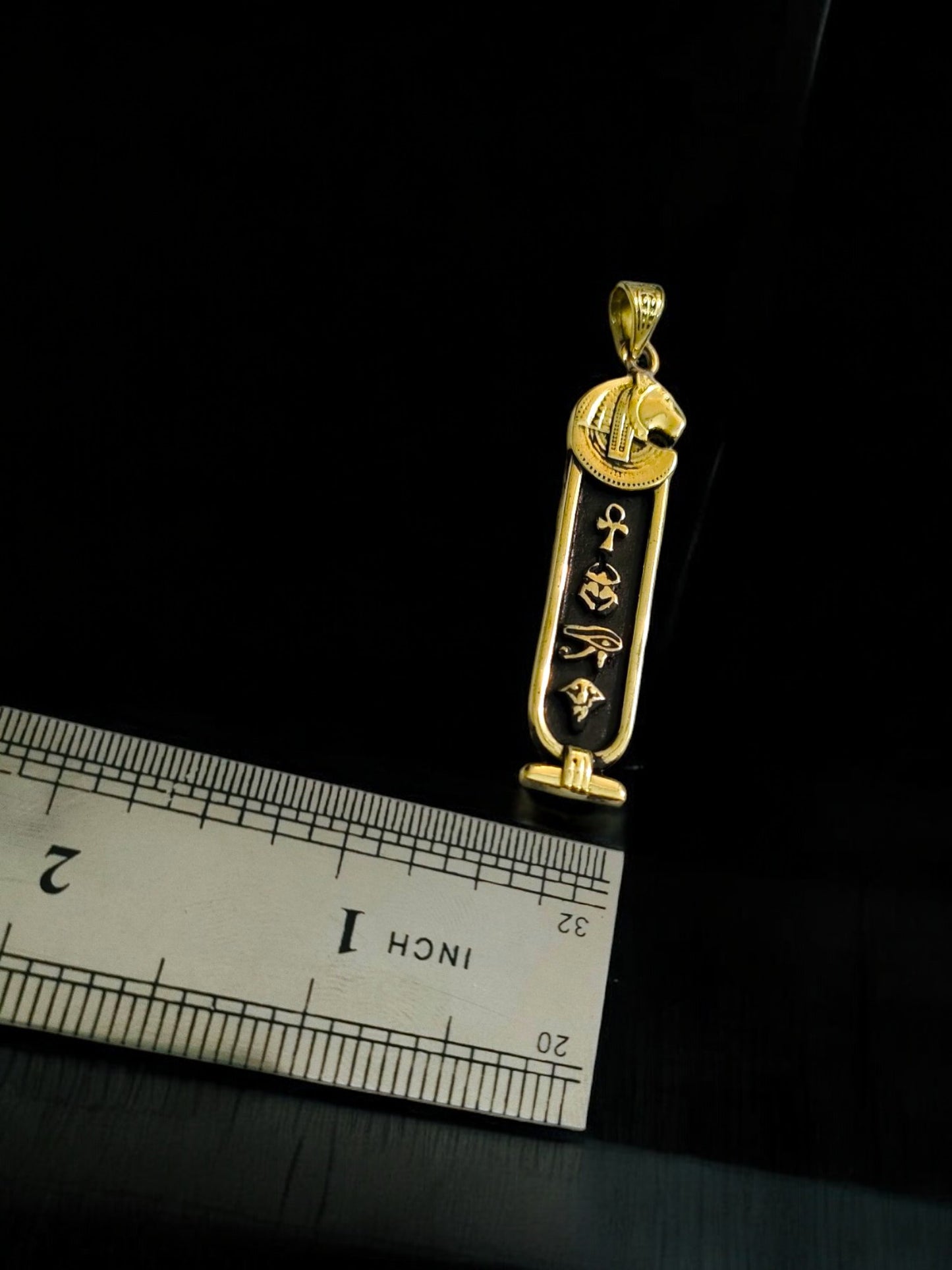 Gold Goddess Sekhmet Cartouche Necklace, Egyptian Jewelry, Gift For men and Women