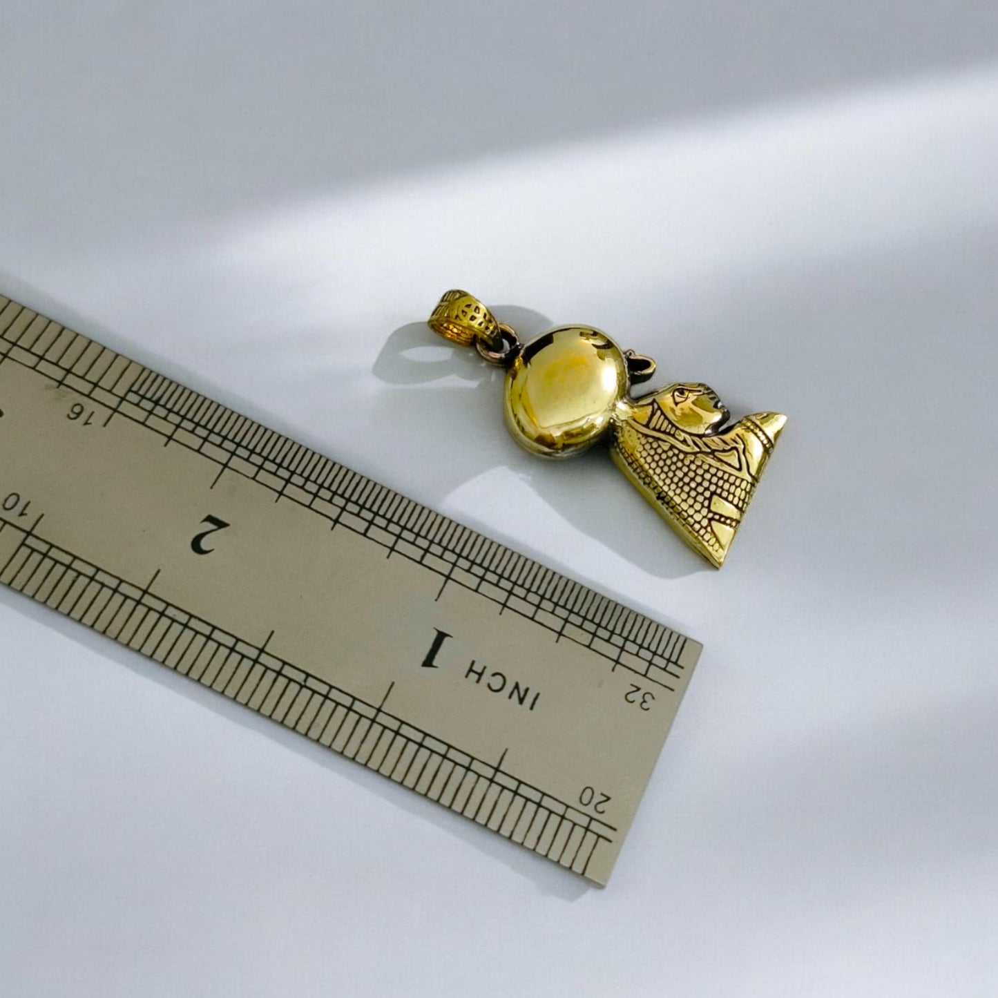 Gold Sekhmet Pendant, Egyptian Revival Necklace