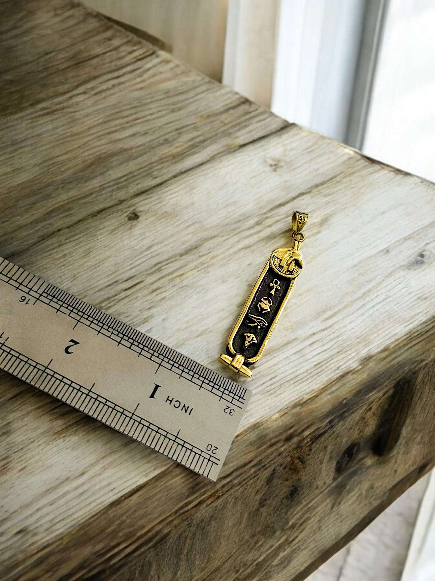 Gold God Seth Cartouche Necklace, Egyptian Jewelry, Gift For men and Women
