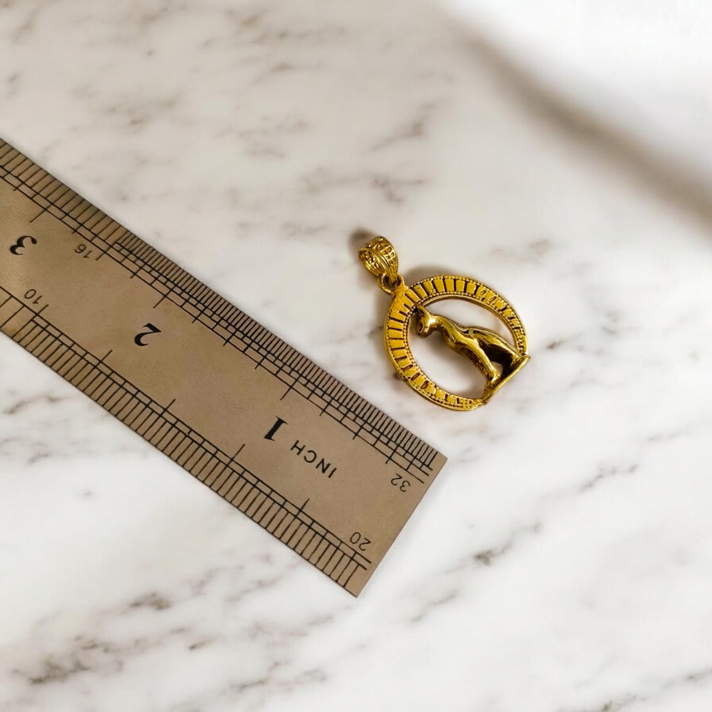 Gold Goddess Bastet Cat Pendant Necklace, Egyptian Talisman Jewelry