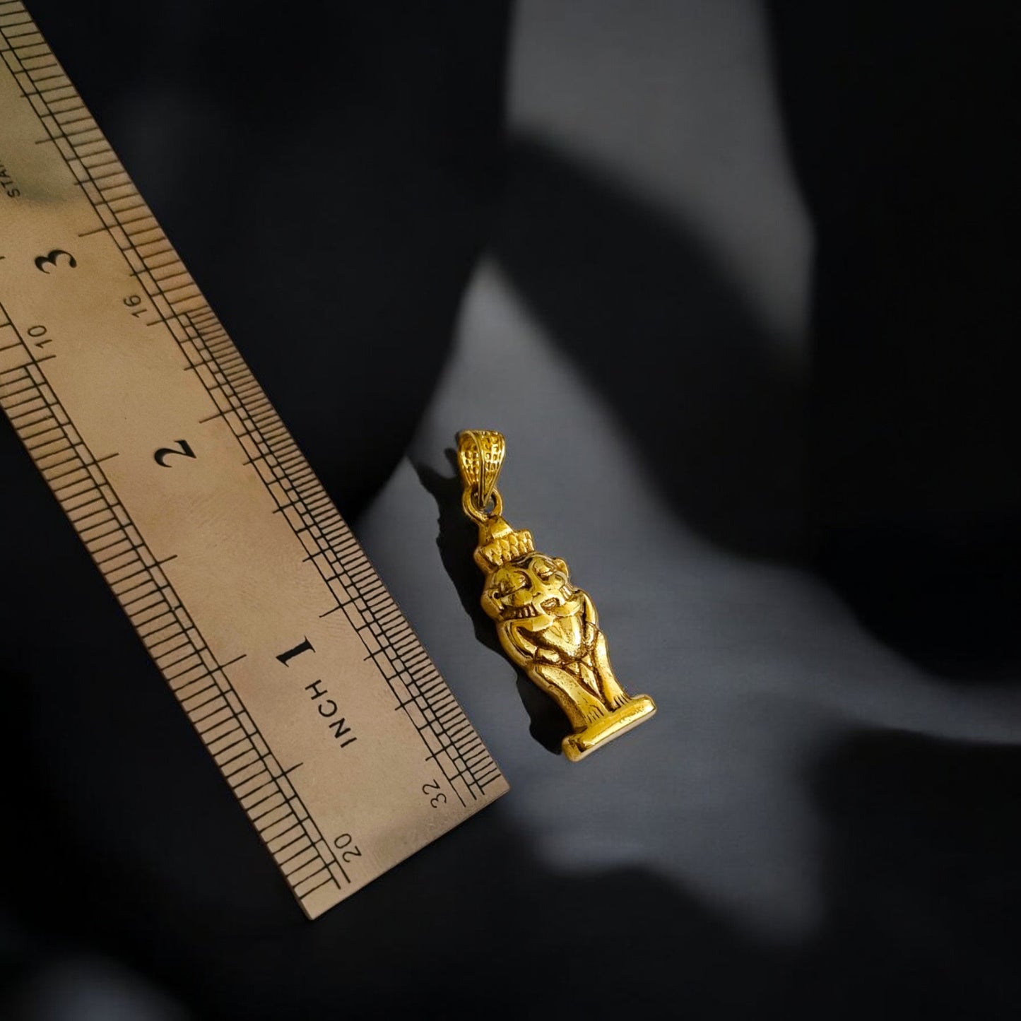 Gold God Bes of Humor Pendant Necklace, Egyptian Gold Jewelry