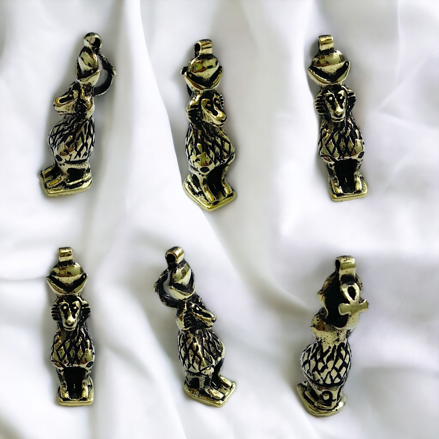 Gold Egyptian God Thoth Pendant, Antique Djehuty Jewelry