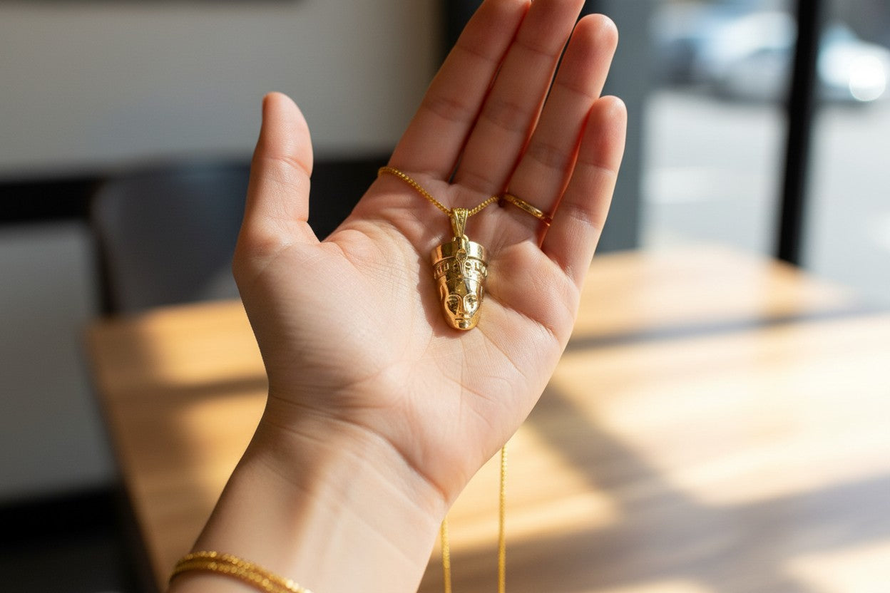 Gold Nefertiti Necklace, Ancient Egyptian Queen Pendant, Art Deco Revival Royal Jewelry
