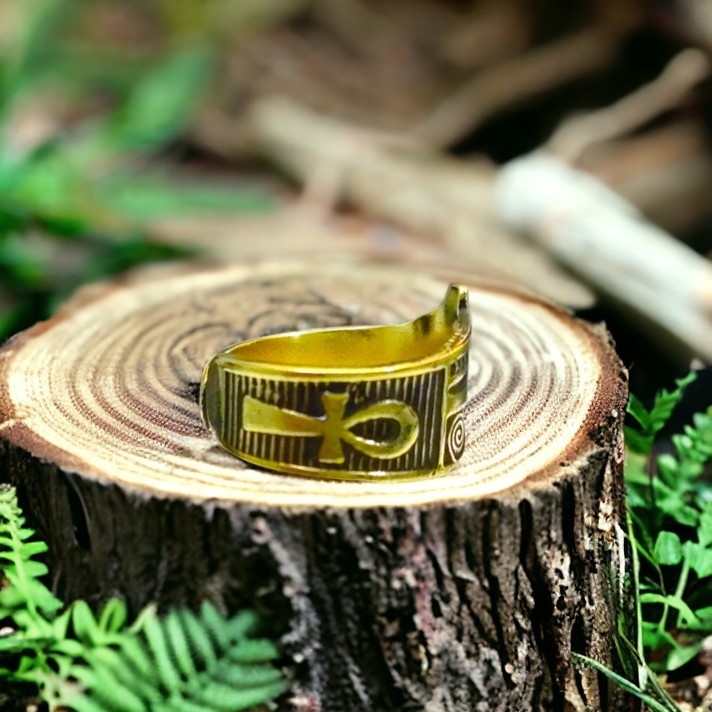 Gold Wadjet Ring, Handmade Egyptian Eye of Horus Talisman