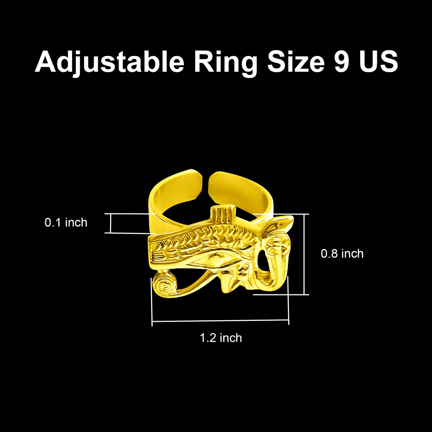 Gold Wadjet Ring, Eye of Horus Talisman, Egyptian Amulet