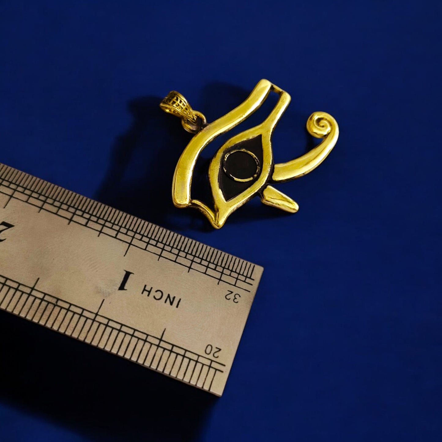 Gold Eye of Horus Pendant, Egyptian Revival Talisman Jewelry