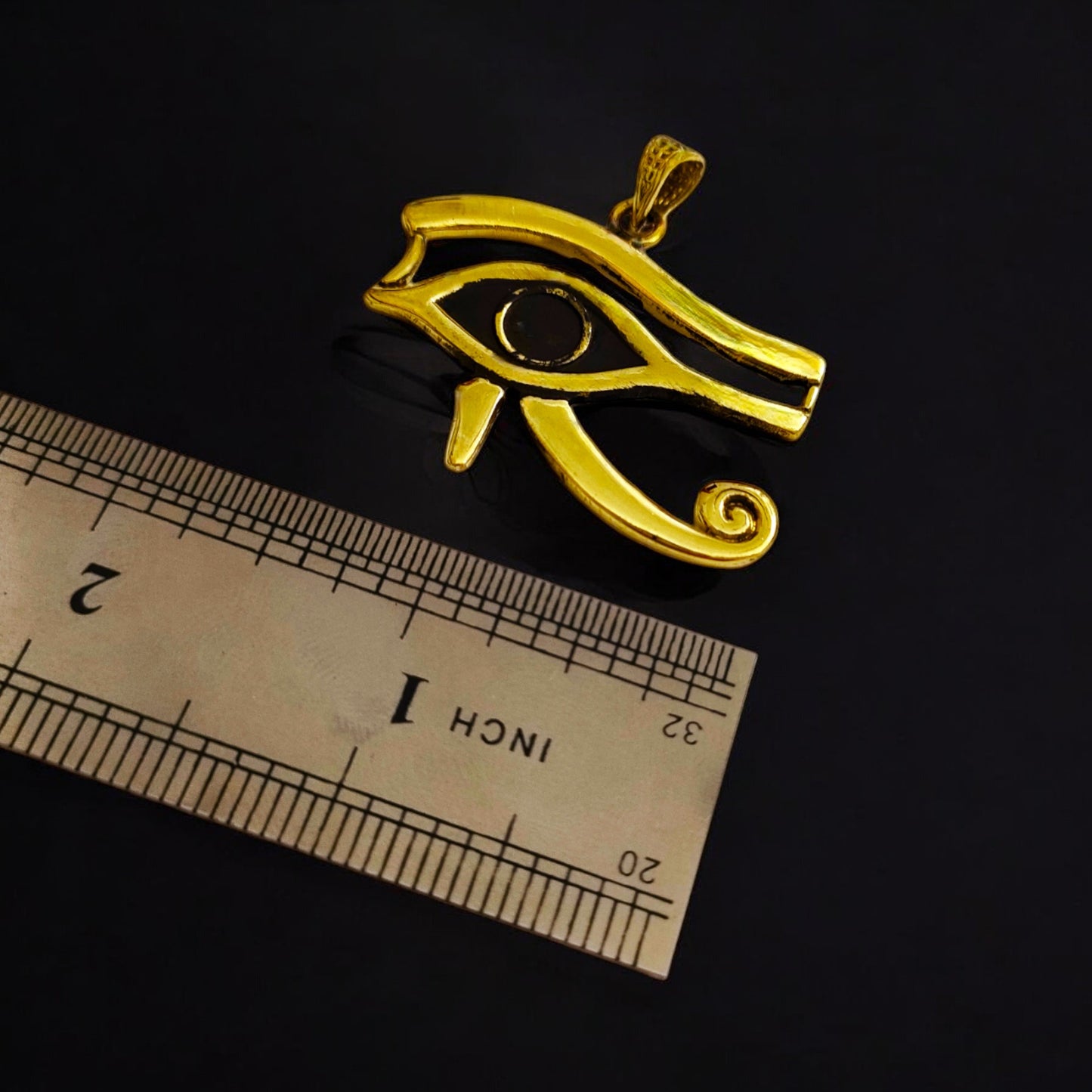 Gold Eye of Horus Pendant, Egyptian Revival Talisman Jewelry