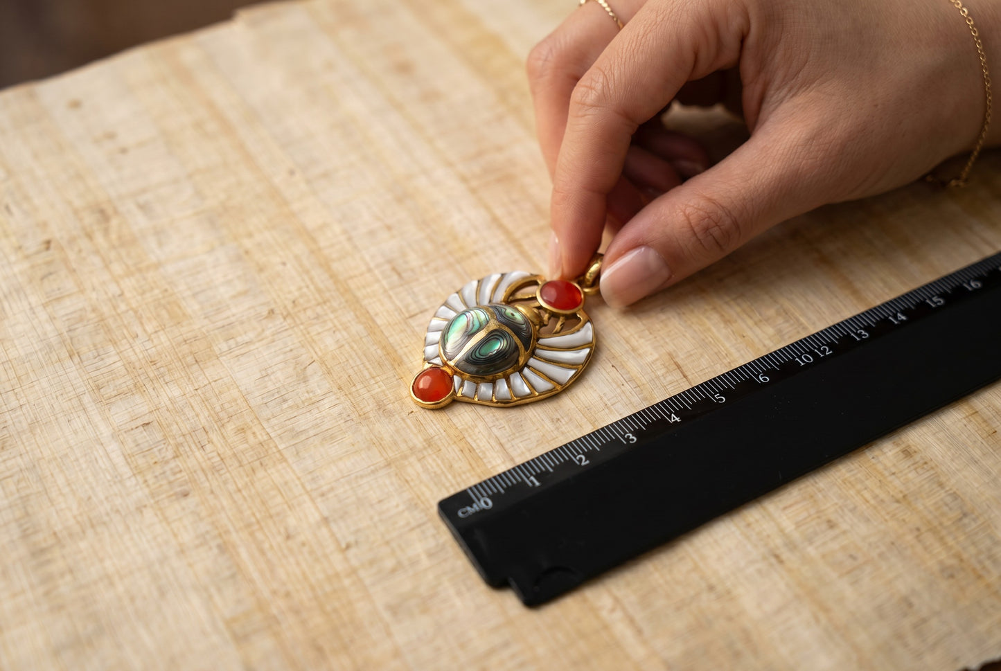 Gold Egyptian Scarab Mother of Pearl Necklace, Handmade Scarab Pendant, Egyptian Revival Jewelry, Protection Talisman, Divine Gift, Sacred Amulet