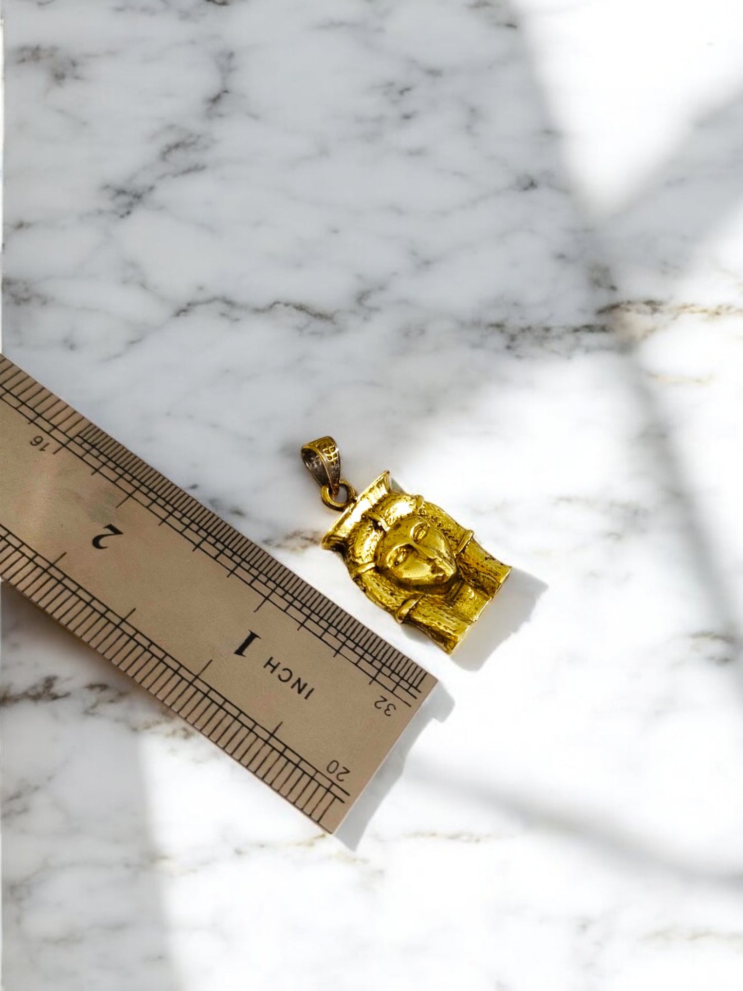 Gold Goddess Hathor Pendant, Egyptian Revival Necklace