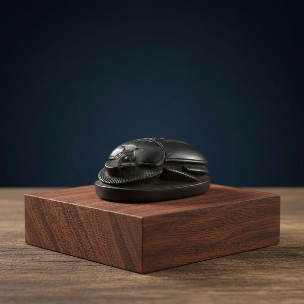 Handmade Scarab Statue, Egyptian Revival Mythology Art, Spiritual Talisman Sculpture