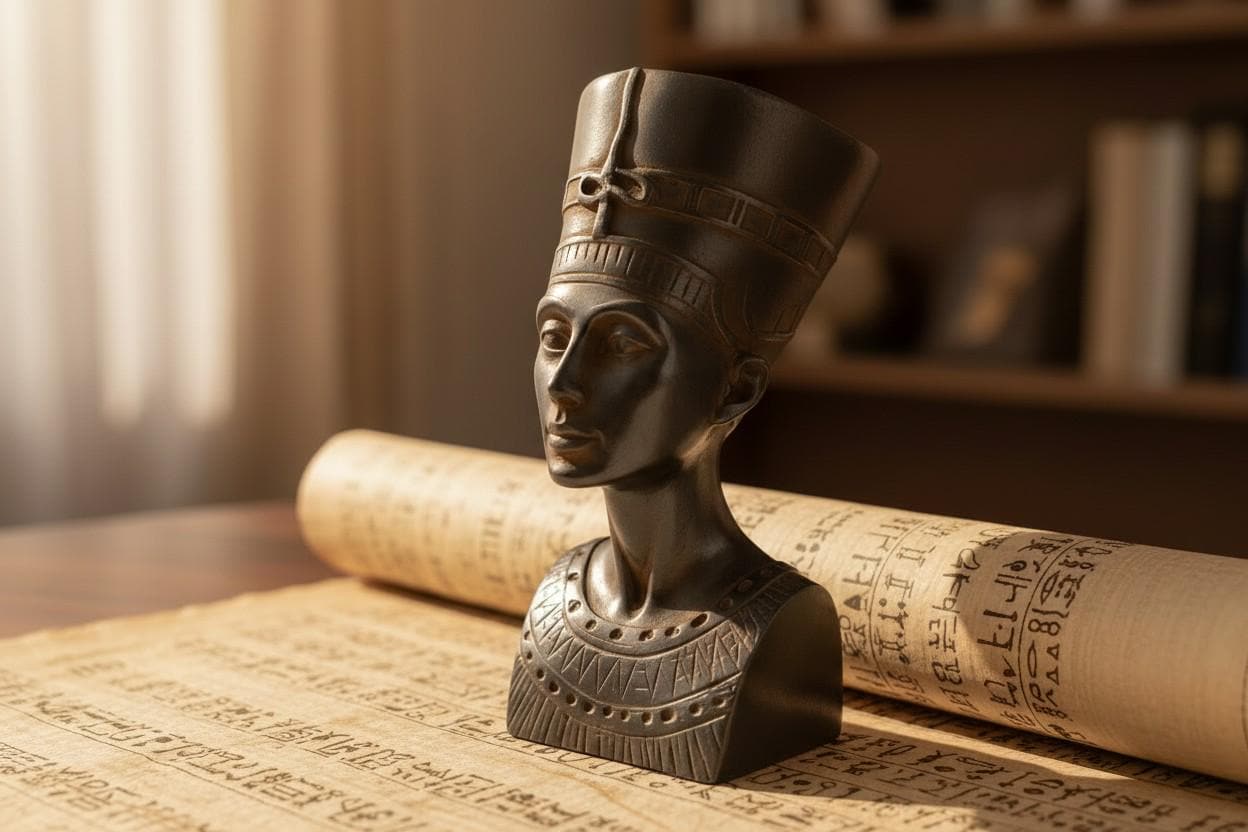 Handmade Nefertiti Bust Statue, Ancient Egyptian Queen Sculpture, Museum Replica Art