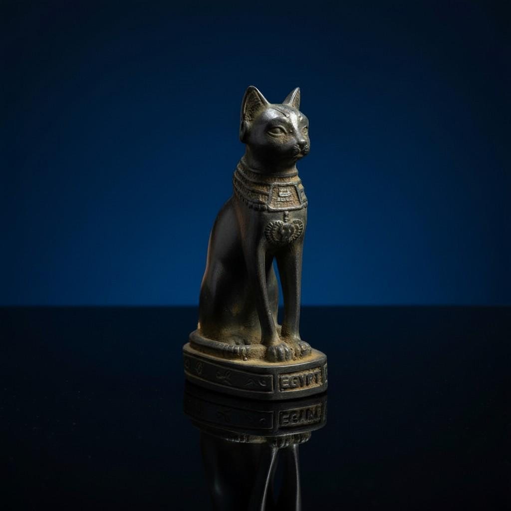 Handmade Egyptian Bastet Cat Goddess Statue, Ancient Goddess Sculpture, Museum Style Decor