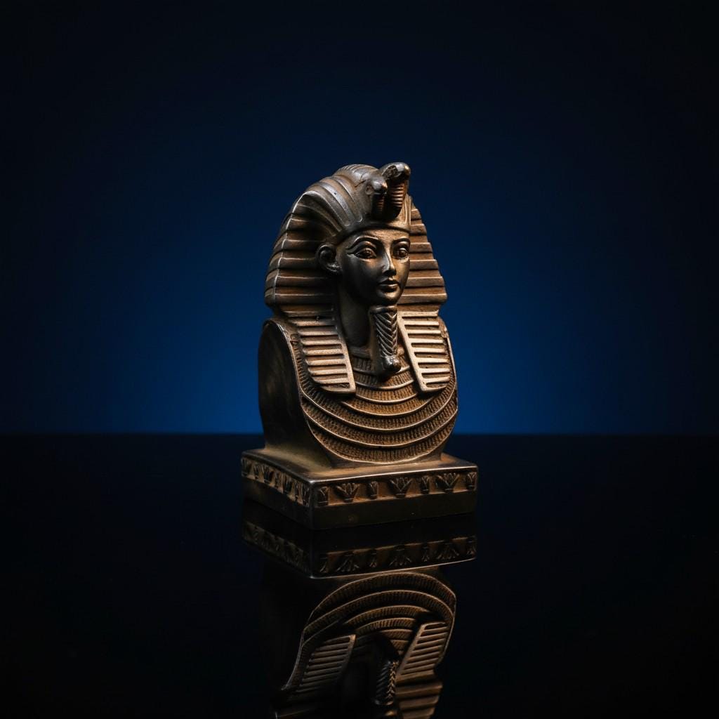 Handmade King Tut Mask Bust Sculpture, Ancient Egyptian Pharaoh Art, Museum Replica Decor
