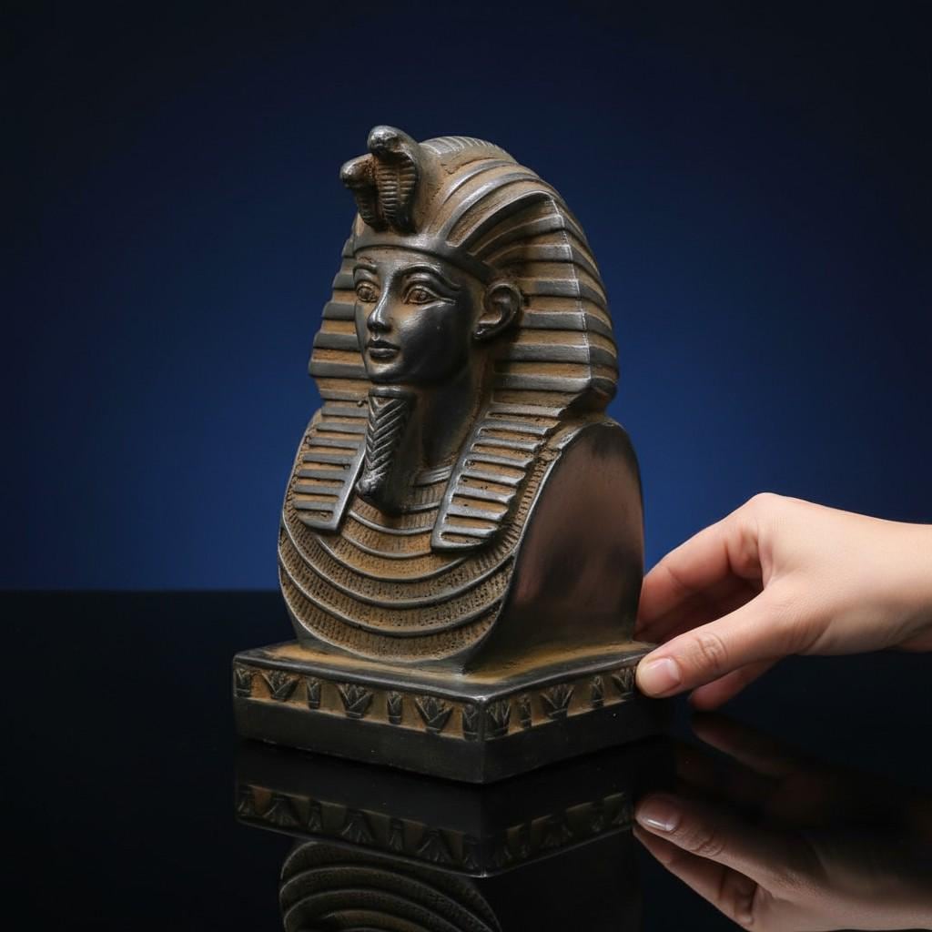 Handmade King Tut Mask Bust Sculpture, Ancient Egyptian Pharaoh Art, Museum Replica Decor