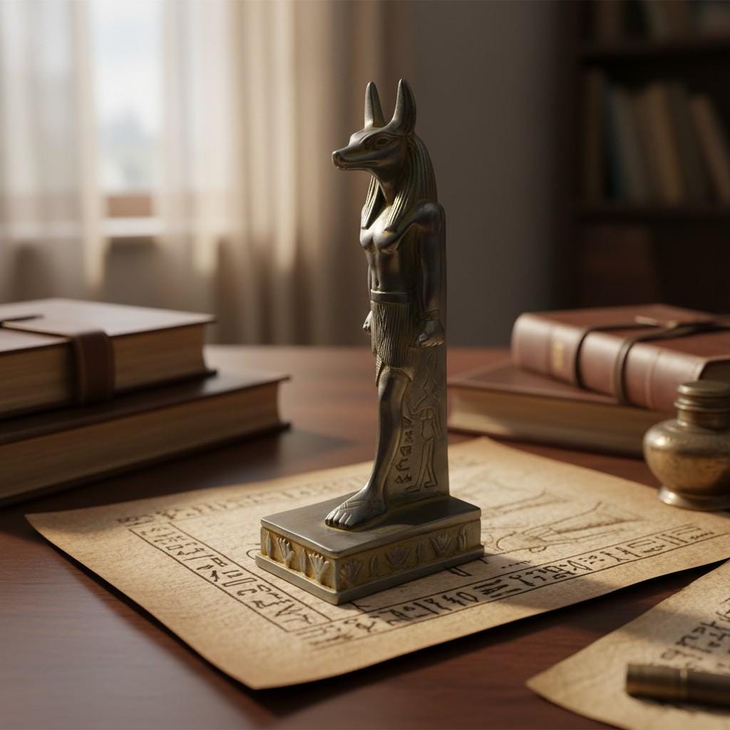 Handmade Anubis Statue, Egyptian God Sculpture, Ancient Egypt Decor, Mythology Art, Gothic Talisman