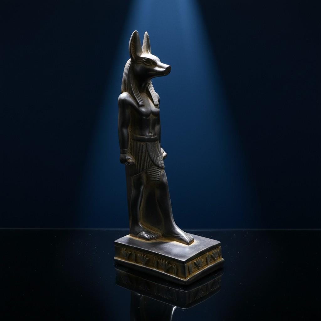 Handmade Anubis Statue, Egyptian God Sculpture, Ancient Egypt Decor, Mythology Art, Gothic Talisman